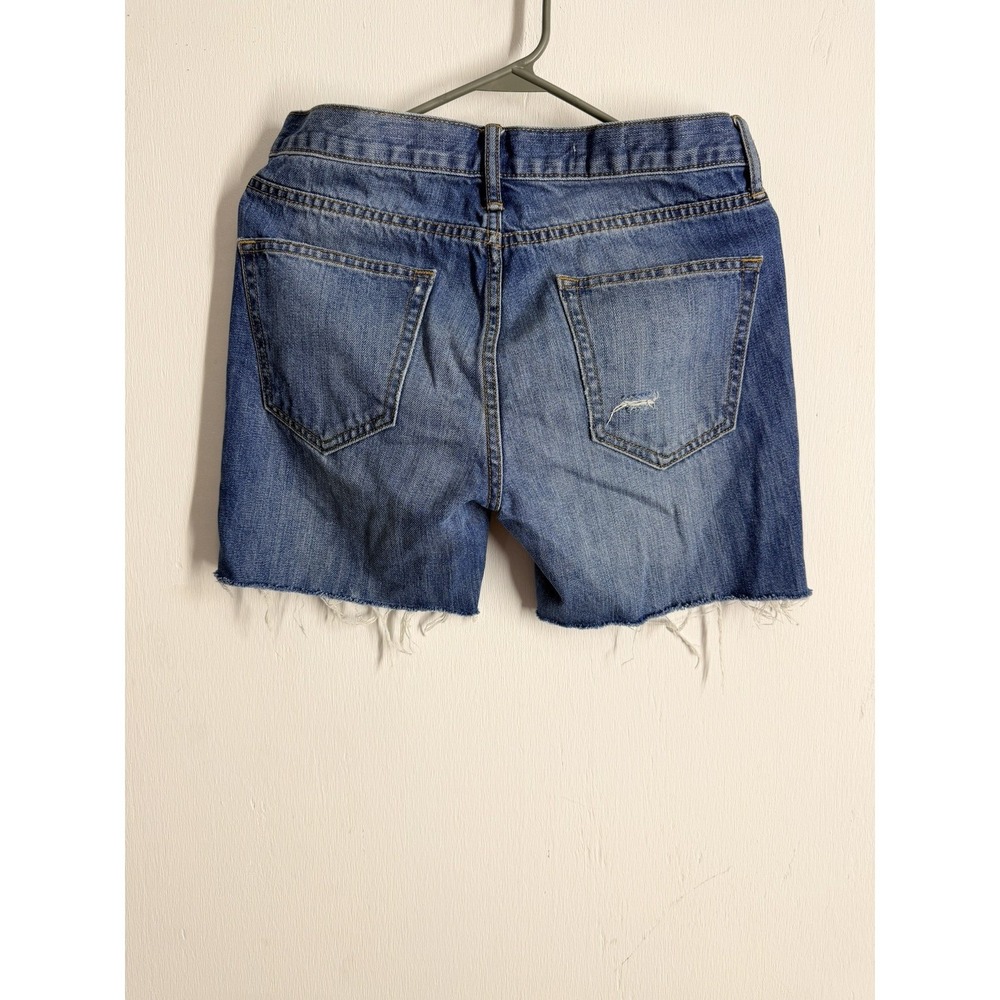 Gap 1969 Sexy Boyfriend Denim Shorts Medium Wash Raw Hem Size 25 249283-00